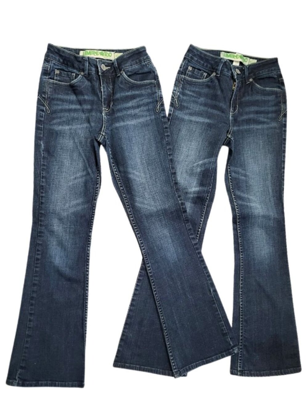 LIMITED TOO Super Hip Blue Denim Flare Leg Jeans - Bundle 2 Pair Girls 14 Slim